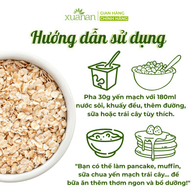 Combo 11 Túi Yến Mạch Hữu Cơ Xuân An [ko đường] Túi 400G(Tặng Kèm 11 Túi Yến Mạch 150G)