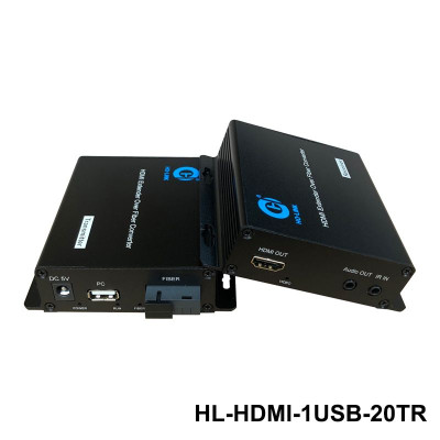 Bộ kéo dài hdmi qua cáp quang có cổng USB Ho-link HL-HDMI-1USB-20TR - Hàng Chính Hãng