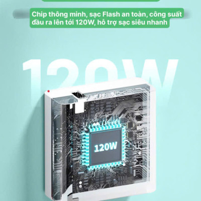 Bộ sạc nhanh 120W LI-TOP T12 3in1 (Type C, L, Micro), đạt chứng nhận 3C tiêu chuẩn quốc gia, bảo hành hàng chính hãng 12 tháng