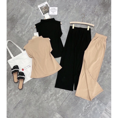 Set áo sát nách quần ống suông dáng dài tôn dáng tiểu thư sang chảnh