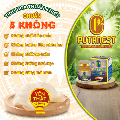 Yến chưng Isomalt Đông trùng hạ thảo PUTANEST hộp quà cao cấp 12 hũ 70ml cho người tiểu đường