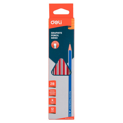 Bút 2B kèm tẩy Deli - sọc neon nhiều màu - 12 cây/hộp - E37013 / E37014 / E37015 / E37016/ E37000/ E58103/ E10902