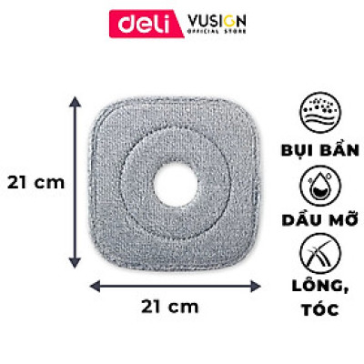 Bộ Cây Lau Nhà Tách Nước Bẩn Thông Minh Deli, Chổi Lau Nhà Xoay 360 độ 2 Ngăn Kèm Bông Lau