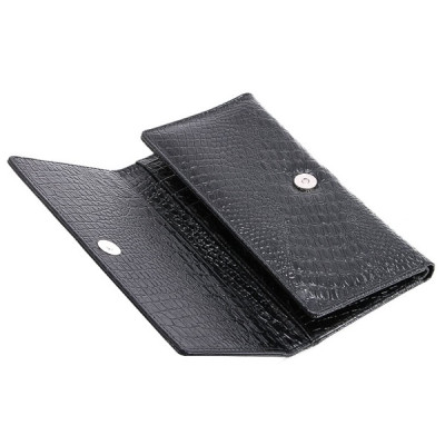 Bóp nữ da thật vân cá sấu Huy Hoàng 3 gấp vân nhỏ màu da, đen, nâu HC3105-06-07