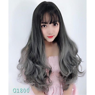 Tóc giả cao cấp xám khói omber -tặng lưới chùm tóc-hình thật