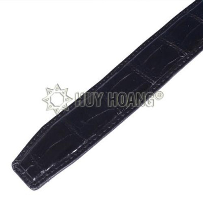 Dây nịt nam da cá sấu Huy Hoàng viền da 4P đầu kim màu đen HC4823