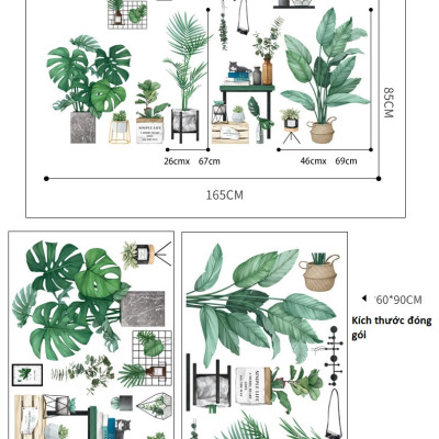 Decal dán tường tranh trang trí tiểu cảnh Simple Life phong cách Vintage Hàn Quốc DCX067 (85 x 165 cm)