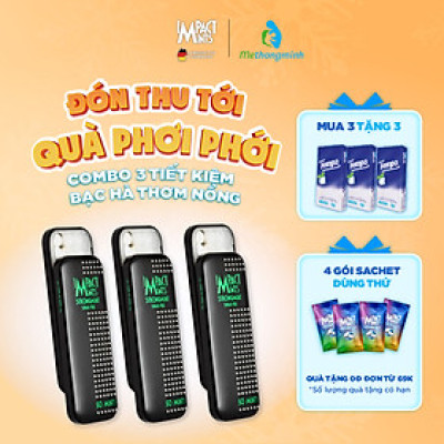 Combo 3 Hộp Kẹo Bạc Hà Không Đường Impact Mints 9g (tặng kèm 3 gói Tempo)