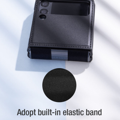 Case bao da chống sốc cho Samsung Galaxy Z Flip 4 trang bị chân chống giá đỡ điện thoại hiệu Nillkin Qin Vegan (bảo vệ máy cực tốt, chất liệu da thật cao cấp, thiết kế thời trang cá tính) - hàng nhập khẩu
