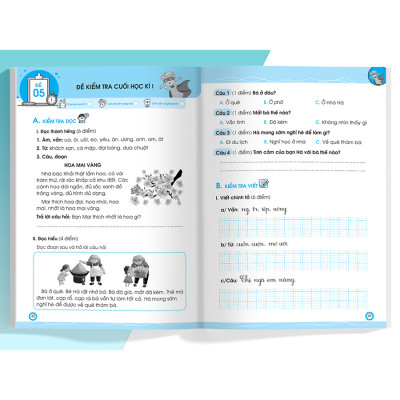 Combo 2 Cuốn Đề Ôn Luyện Và Tự Kiểm Tra Tiếng Việt Lớp 1
