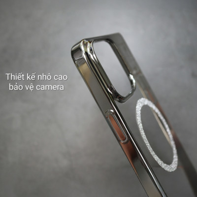 Ốp lưng siêu mỏng trong suốt Memumi Magnetic kim tuyến cho iPhone 16 Pro Max, 15 Pro Max, iP 15 Plus - Mỏng 0.3mm, chống ố vàng - Hàng nhập khẩu