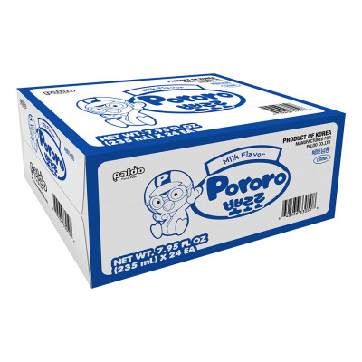 Thùng 24 Chai Nước Uống Pororo Hương Vị Sữa 235ml
