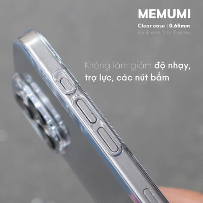 Ốp lưng Memumi trong Siêu mỏng bảo vệ camera cho IPhone 16 Pro Max / 15 Plus / 14 /13 . Super Slim Clear Case - Hàng chính hãng