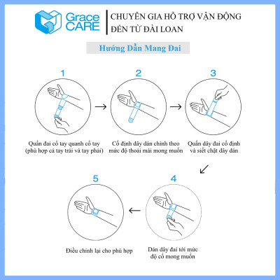 Đai Cố Định Cổ Tay Grace Care WB222 – Hỗ Trợ Cổ Tay Chơi Thể Thao, Gym, Giảm Đau Cổ Tay Khi Vận Động