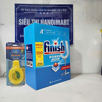 combo treo khử mùi + hộp 100 viên rủă chén bát finish allin1