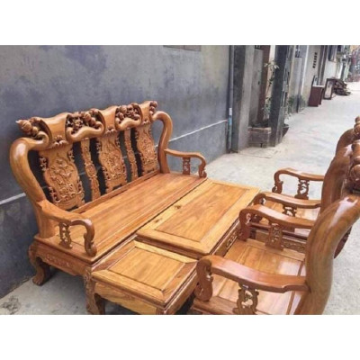 bộ bàn ghế quốc đào tay 12 gỗ lim nam phi