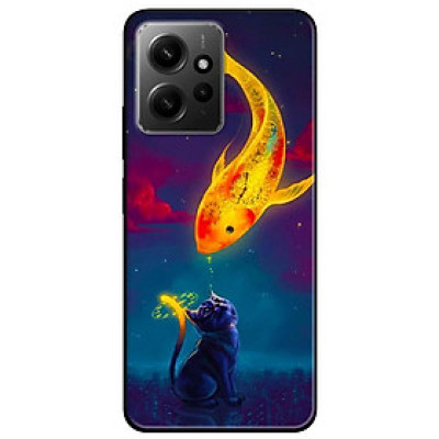Ốp lưng cho Redmi Note 11 4G - Redmi Note 12 - Redmi Note 12 Pro - Redmi Note 12 Pro 5G - Mèo Và Cá - Hàng Chính Hãng