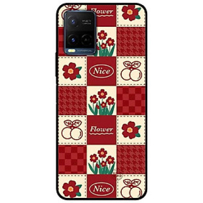 Ốp lưng dành cho Vivo Y21 - Vivo Y21s mẫu Hoa Ô Vuông Đỏ
