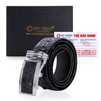 Thắt Lưng Nam Da Cá Sấu Gai Lưng Bản Lớn Huy Hoàng HT4224 - Đen