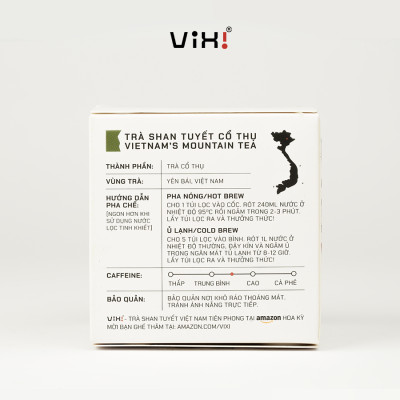 Trà xanh túi lọc ViXi từ trà Shan Tuyết cổ thụ hộp 50gr