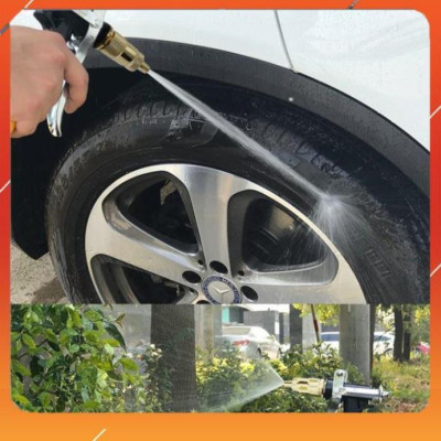 ️Evoucher Bộ dây vòi xịt nước rửa xe, tưới cây đa năng, tăng áp 3 lần, loại 7m, 10m 206236 đầu đồng, cút, + mở chai