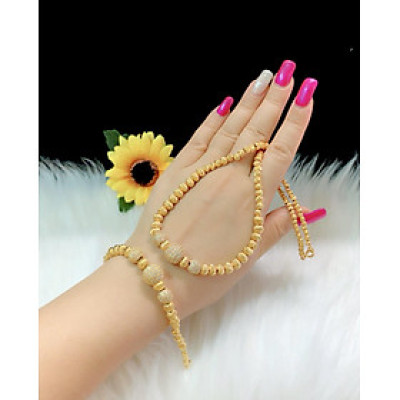 Combo dây chuyền lắc tay bi mạ vàng 18k