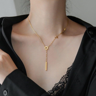 Dây chuyền nữ titan thời trang cao cấp mặt chữ Love cách điệu thép không gỉ trangsucpt 3 màu DCNUT88