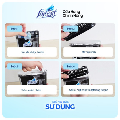 Hộp khử mùi tủ lạnh, kháng khuẩn than hoạt tính chính hãng Farcent 150g - Khử tốt mùi trong tủ lạnh