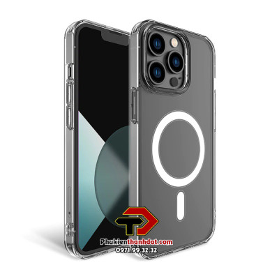 Ốp lưng trong suốt dành cho iPhone 14 Pro, 14 Pro Max hỗ trợ sạc không dây Mag Safe - Hàng nhập khẩu