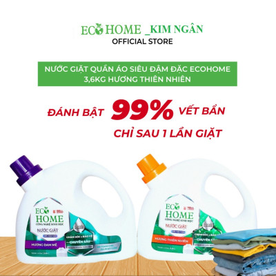 Nước Giặt Xả Quần Áo Công Nghệ Sinh Học ECOHOME Kim Ngân Store Hương Đam Mê và Thiên Nhiên Làm Sạch Quần Áo, An Toàn Cho Làn Da Bé