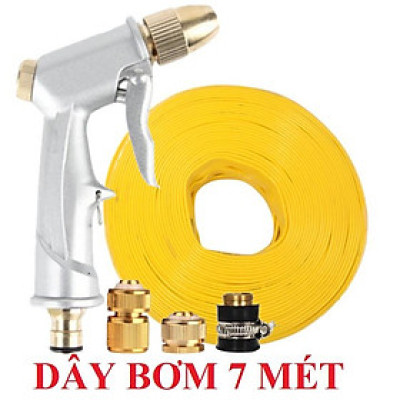 ️Evoucher Bộ dây vòi xịt nước rửa xe, tưới cây , tăng áp 3 lần, loại 7m, 10m 206701 đầu đồng,cút đồng+ khăn phượt