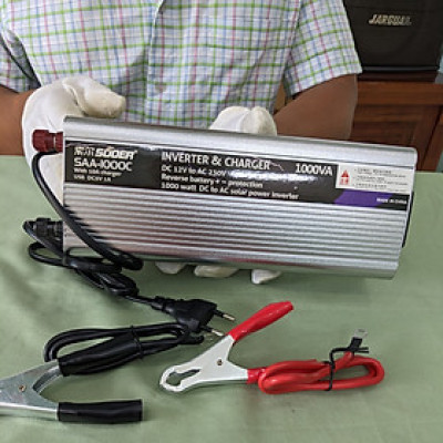 Kích đổi điện 12V sang 220V Hãng Suoer 1000W 2IN1 kiêm sạc Bình ắc quy thông minh, tự ngắt khi đầy Bản Cao Cấp
