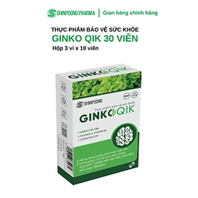 [Hộp 30 Viên] Viên Uống SHINPOONG GINKOQIK - Tăng Cường Tuần Hoàn Máu Não, Hỗ Trợ Hoạt Huyết - SHINPOONG PHARMA