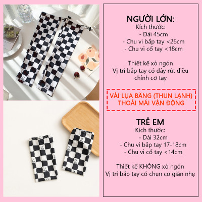 Găng Tay Chống Nắng Cho Bé Và Gia Đình Thun Lạnh Họa Tiết Caro (Nhiều Màu)