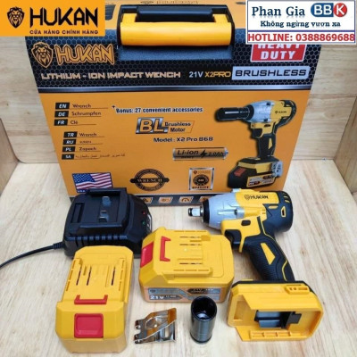 Máy siết bulong Hukan X2 Pro 21V Không chổi than tặng bộ mũi khoan