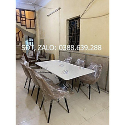 bộ bàn ăn chân chéo 1m8x90 6 ghế