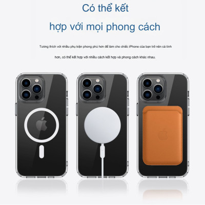 Ốp lưng trong suốt sạc nam châm từ tính cho iPhone 16 Pro Max / 16 Pro / 16 Plus / iP 16 hiệu Likgus Crystal Magnetic - Trang bị đệm khí 4 góc, chống ố vàng, bảo vệ viền camera - Hàng nhập khẩu