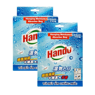 Combo 2 hộp 10 túi hút ẩm chống mốc treo tủ quần áo tủ giày dép tủ bếp Hando 5x50Gr