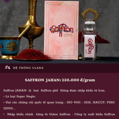 Set quà tặng nhụy hoa nghệ tây Saffron Jahan 1G + Đông trùng hạ thảo + Mật ong Saffron đông trùng hạ thảo