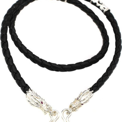 Dây Chuyền Nam Bằng Da Đầu Rồng Bạc Hiểu Minh DDN031s