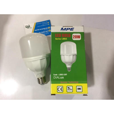 Bóng đèn led Bulb 20W - LBD2 - 20T (trắng), LBD2-20V (vàng)- Thương Hiệu MPE