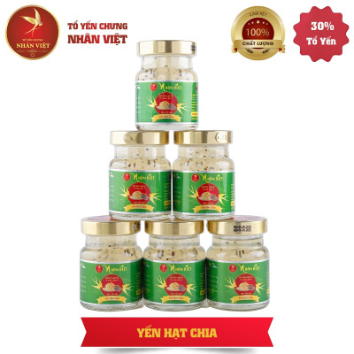 [Hộp 6 Lọ] Nước Yến Sào Chưng Hạt Chia Nhân Việt 30% Yến 70ml/Hũ