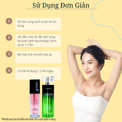 COMBO Xịt Khử Mùi DEORA CLEAR & SAKITO 50ml, Khử Mùi Hôi Nách, Ngăn Tiết Mồ Hôi, Không Ố Vàng Áo