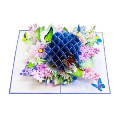 Thiệp 3D Pop Up Hoa Cẩm Tú Cầu & Bướm – Thiệp Hoa Nghệ Thuật, Chúc Mừng, Sinh Nhật, F47, Lãng Mạn