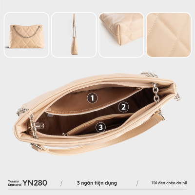Túi Yuumy ( Thời trang nữ chần bông quả trám size 28 - Túi đeo chéo da Seasand YN280 )