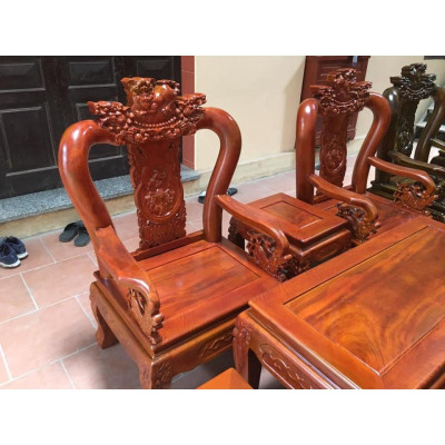 Bộ Bàn Ghế Tam Sư Nghê Ba Đầu Gỗ Xà Cừ