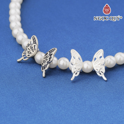 Charm bạc bộ cánh bướm xỏ ngang (1 Cặp) - Ngọc Quý Gemstones