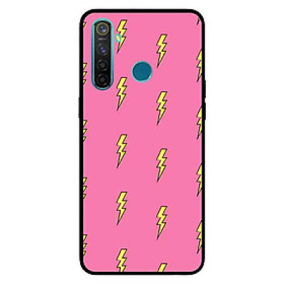 Ốp Lưng in cho Realme 5 Mẫu Tia Chớp Nền Hồng - Hàng Chính Hãng