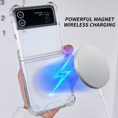 Ốp lưng chống sốc trong suốt hỗ trợ sạc Maqsafe cho Samsung Galaxy Z Flip 3 hiệu Likgus Maqsafe Magetic Case siêu mỏng 1.5mm, độ trong tuyệt đối, chống trầy xước, chống ố vàng, tản nhiệt tốt - hàng nhập khẩu