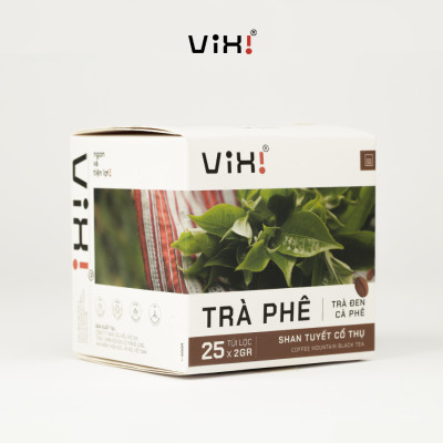 Trà phê túi lọc ViXi từ trà Shan Tuyết cổ thụ và cà phê Arabica hộp 50gr